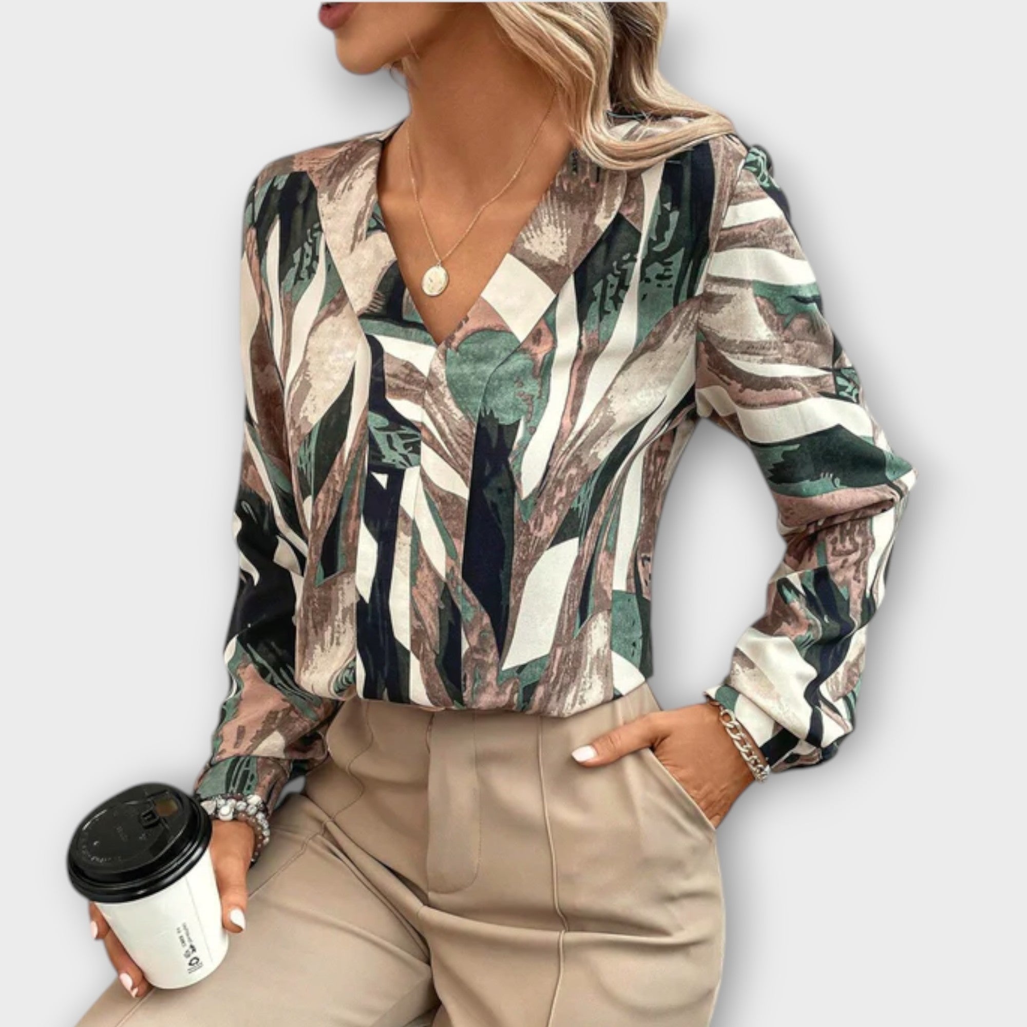 Amara™ | Chic Blouse with All-Over Print