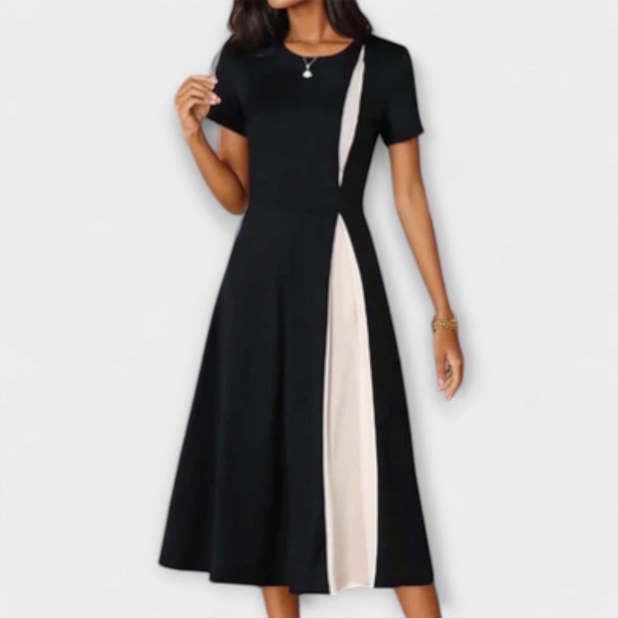 Amara™ | Black and White Midi Dress