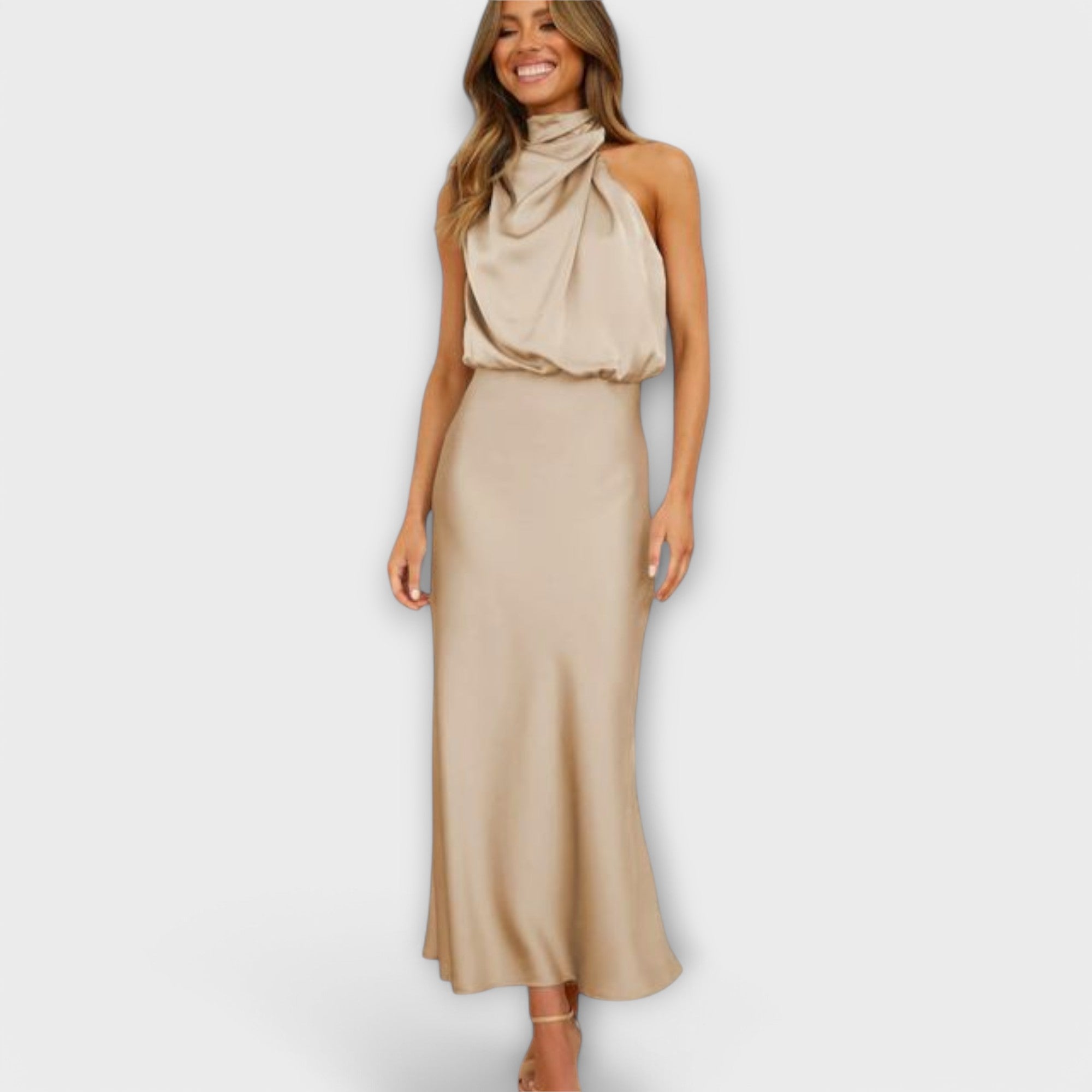 Amara™ | Satin Halter Maxi Dress