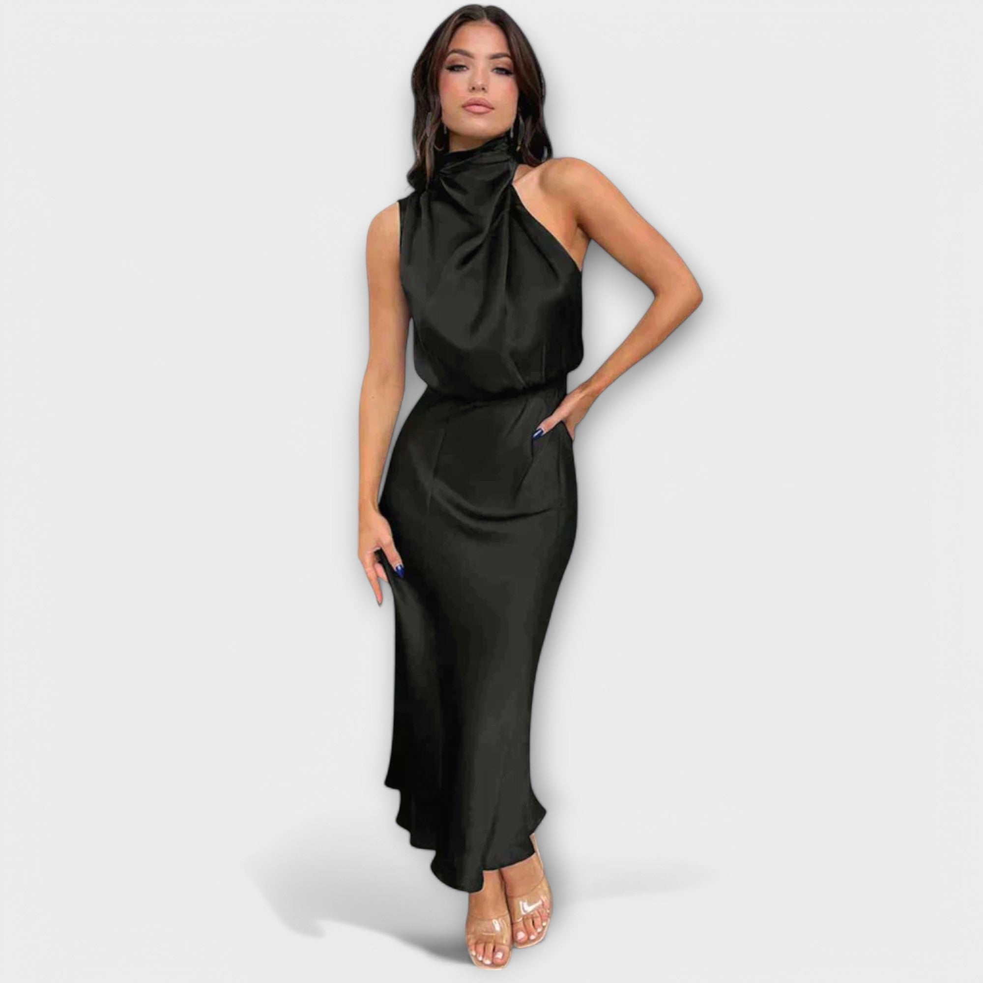 Amara™ | Satin Halter Maxi Dress