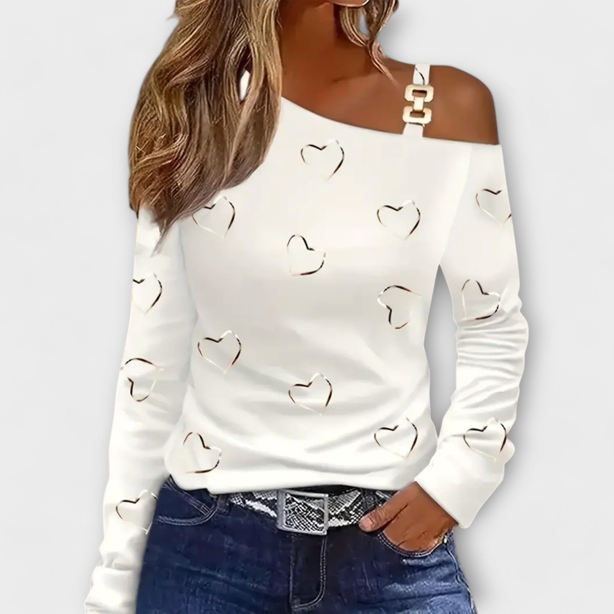 Amara™ | Casual Long-Sleeve Top with Heart Print